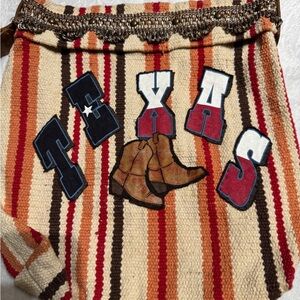 Striped Texas Tote Bag with Boots Design